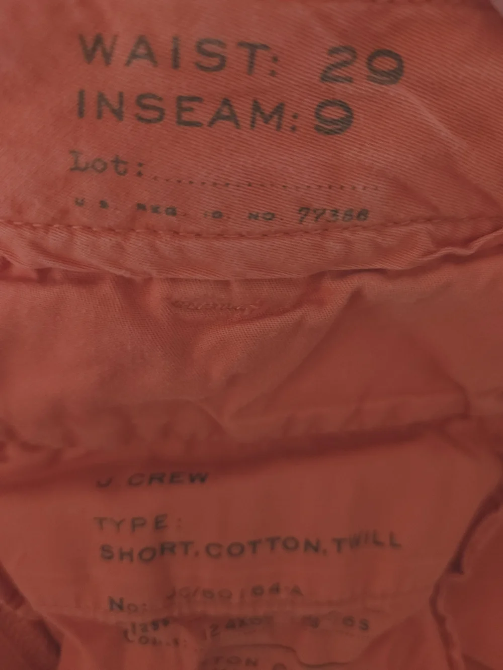 J.Crew Men's Coral Cotton Twill Chino Shorts | Size 29 Waist x 9